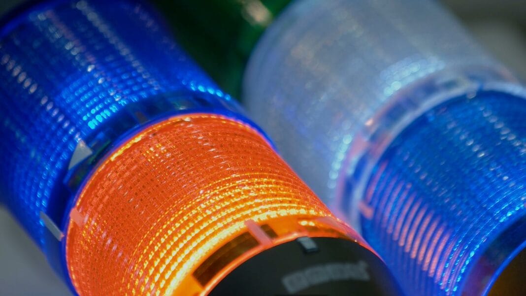 Blinking Glowing LED Diode Light Bulbs Close-Up.