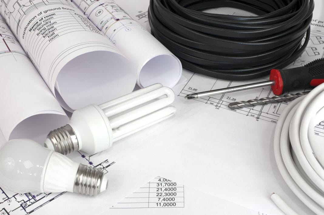 Electrical Cable And Bulbs On The Drawings