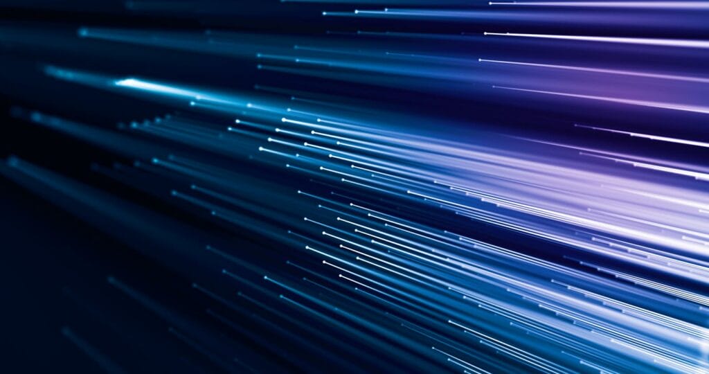 LED Lights Connected By Dots, Fast Concept Data Communication