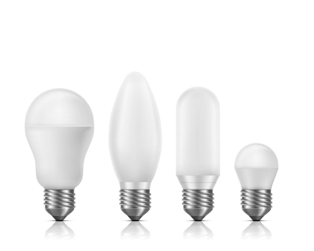 Modern Fluorescent, LED Light Bulbs Vector Set 