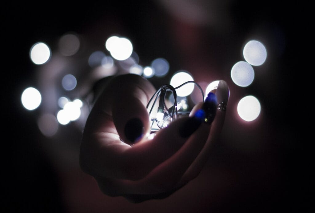 Person Holding White String Lights