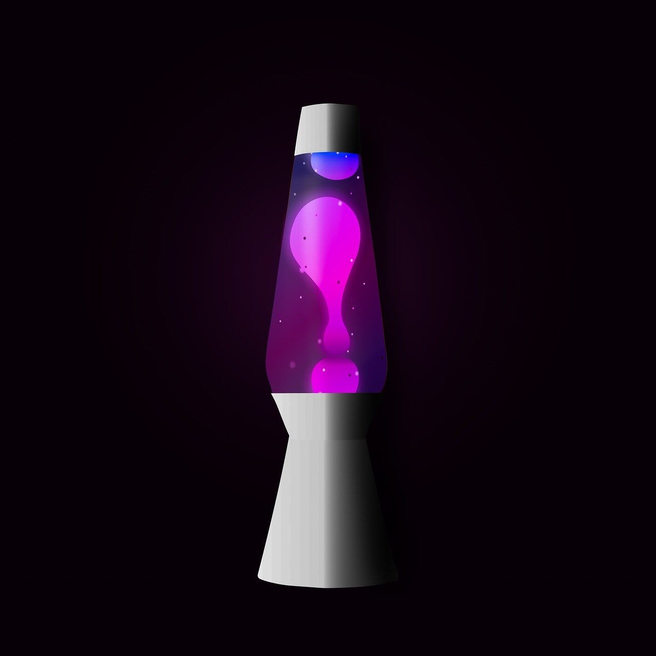 a lava lamp with purple light on a dark background