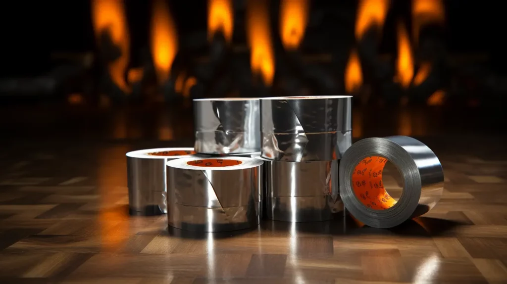 Duct tapes with flames as the background.