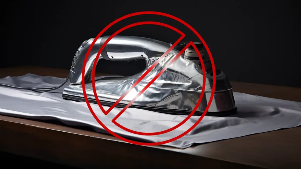 An iron fixed with a Duct tape and sign saying not to do this.