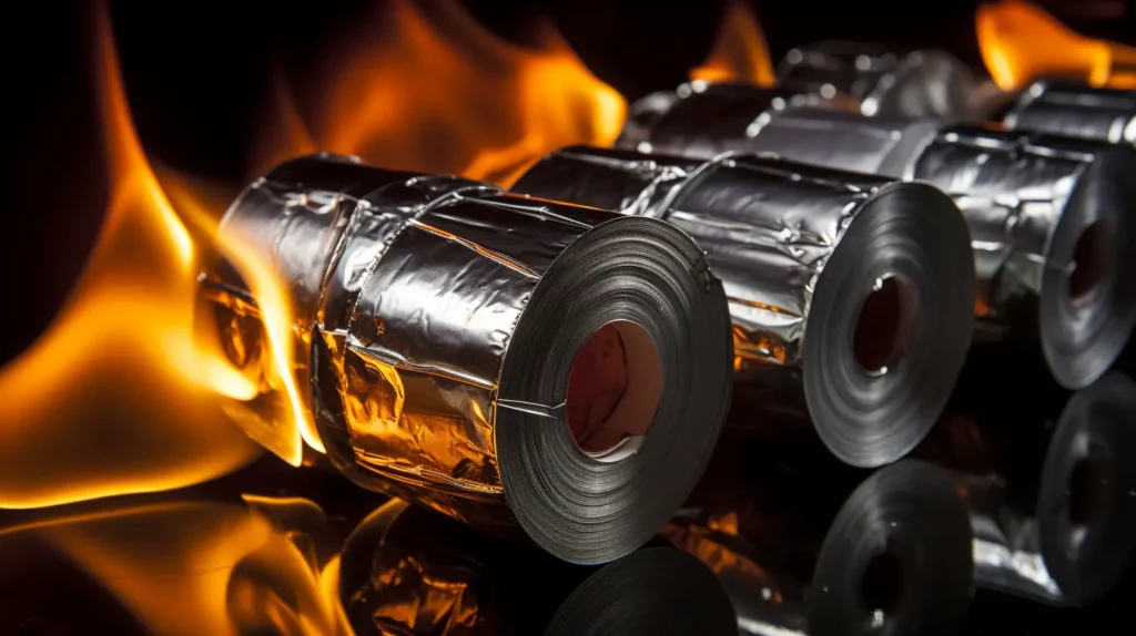 Duct tapes being lit on fire.