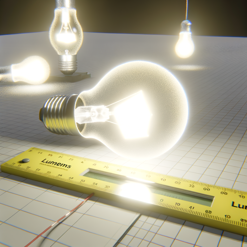 100 watt bulb with light on ruler and lumens meter