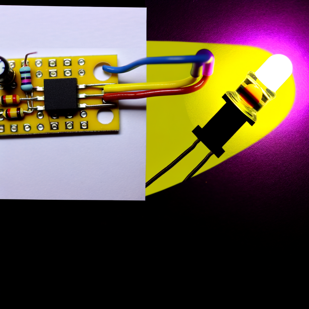 5V power source, LED, resistor, contrasting colors, light effect
