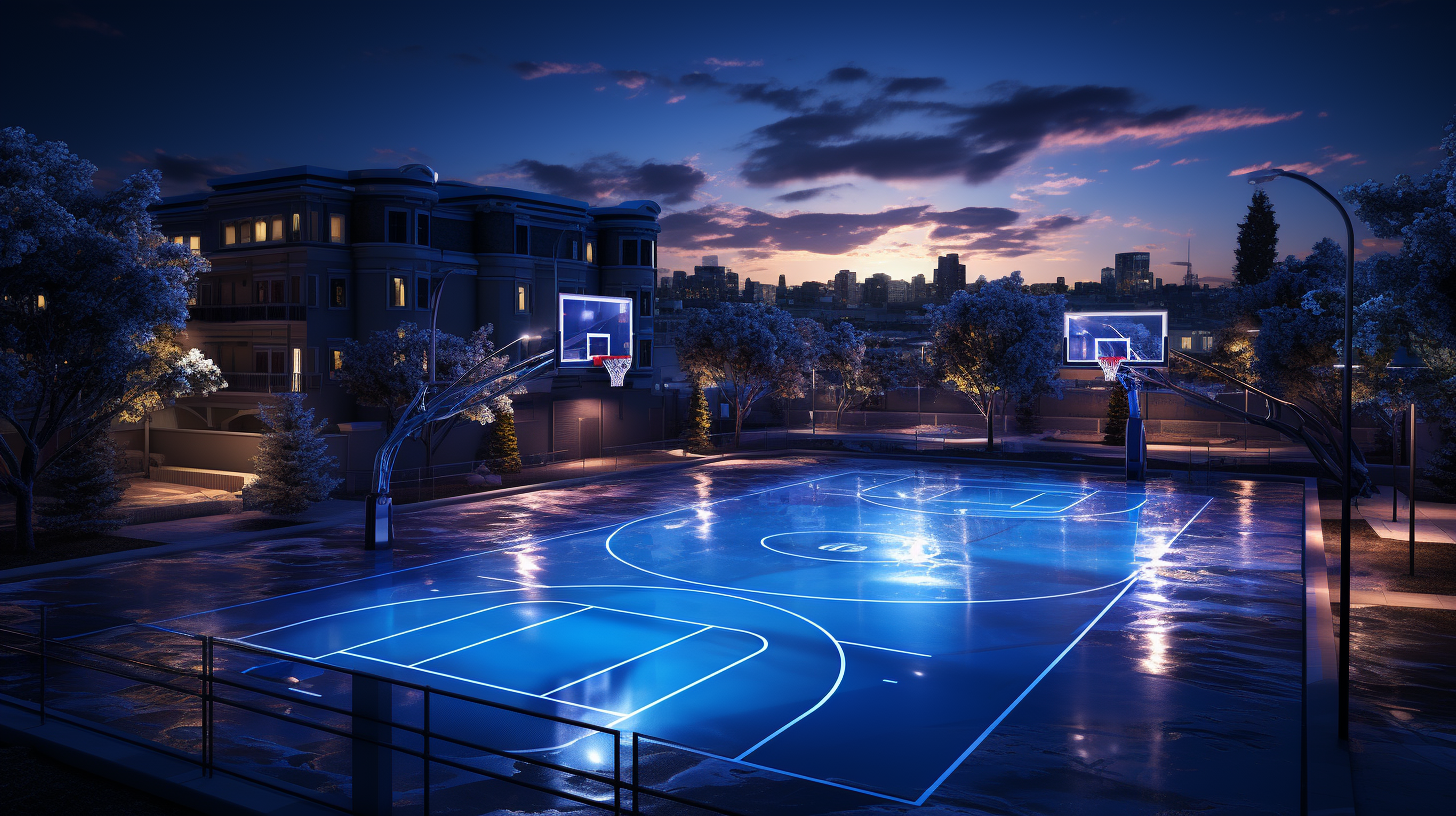 Brightly lit LED sports court