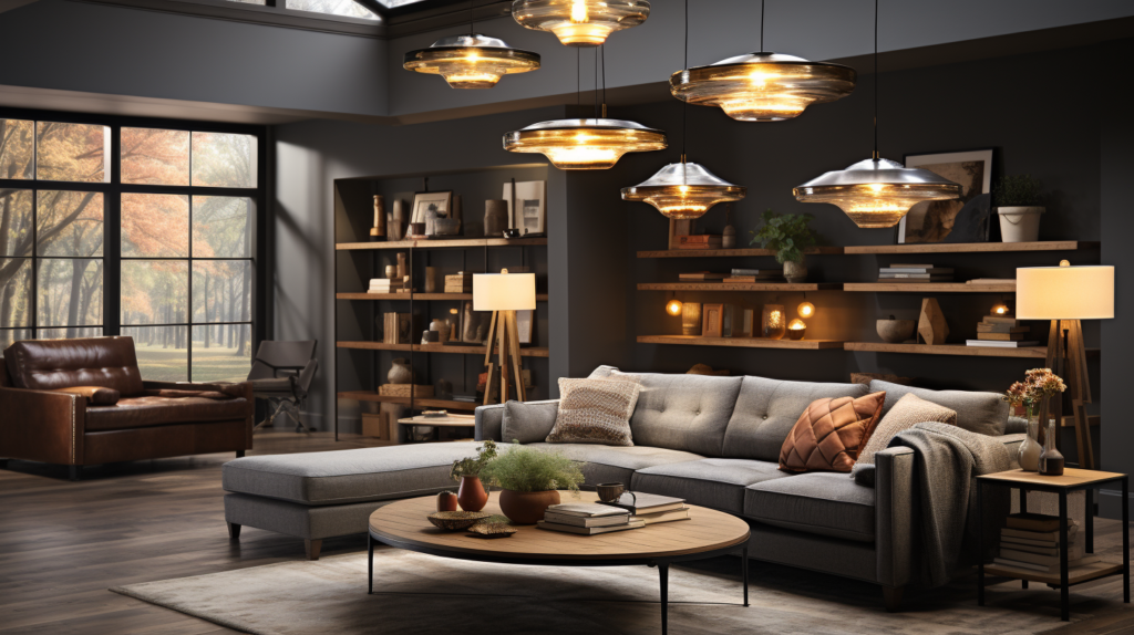 Ceiling light fixtures array, task, accent, ambient lighting, home settings