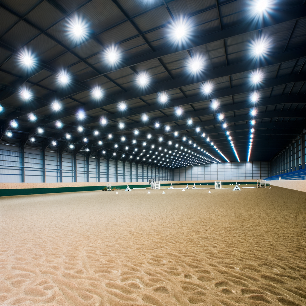 Illuminated indoor horse arena