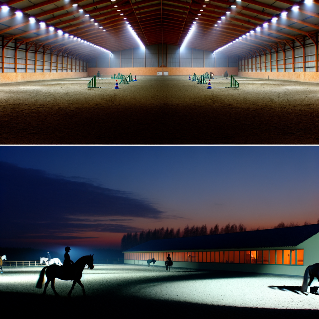 Indoor and outdoor horse arenas