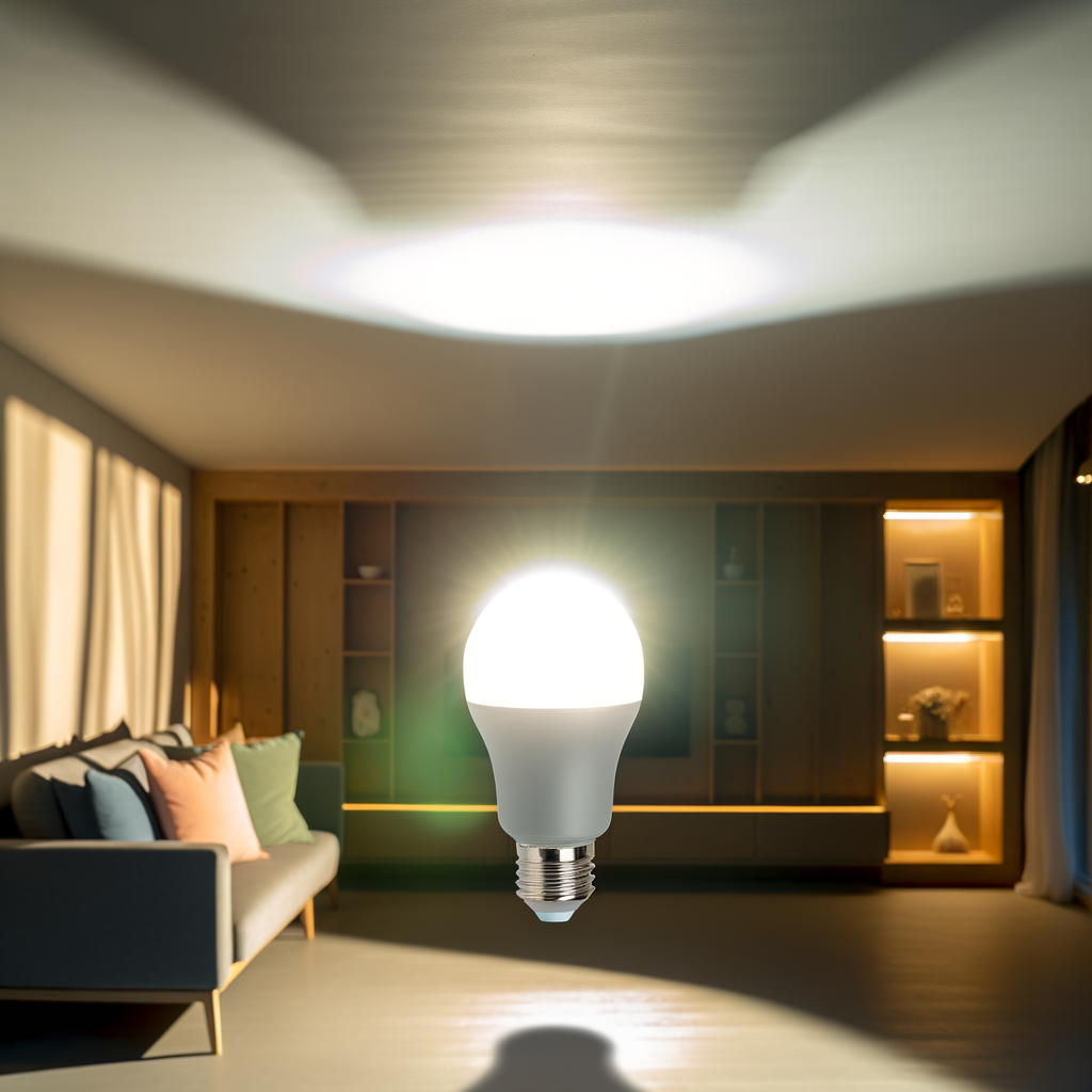 LED bulb lighting up a room