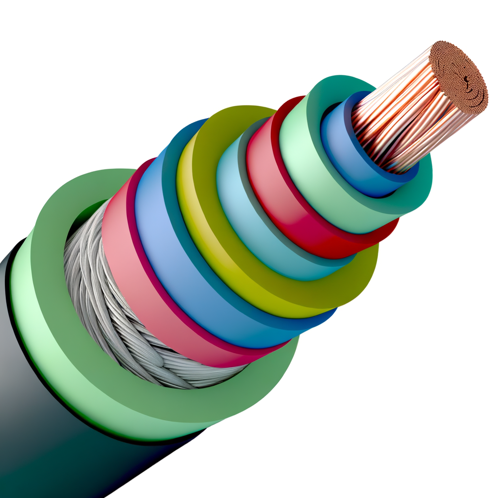 Magnified 8-gauge wire cross-section with color-coded internal structure.
