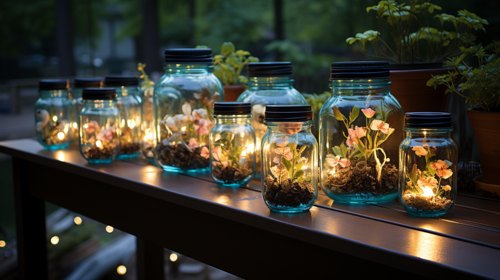 Serene outdoor space with solar lights in Dollar Tree items