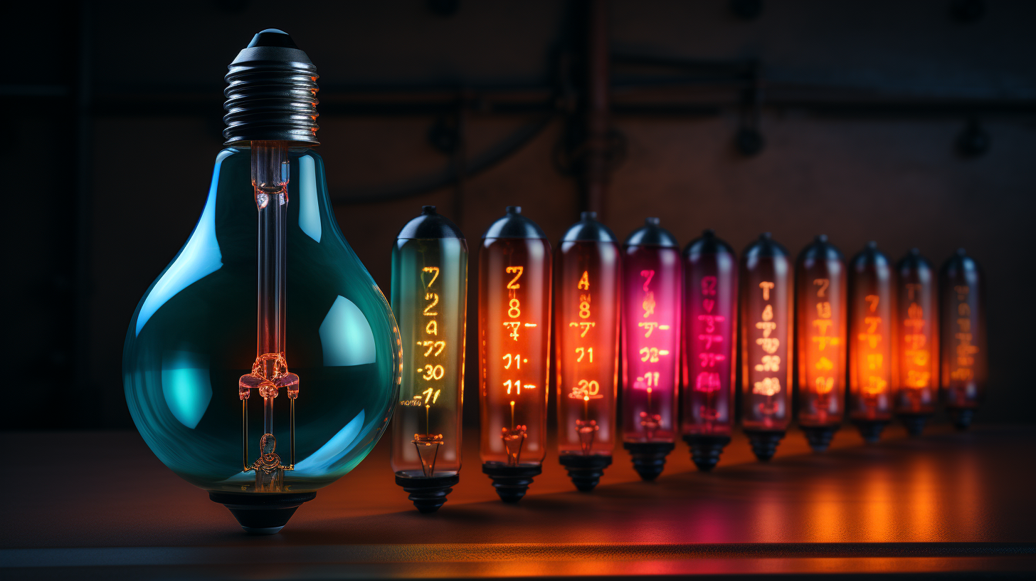 Thermometer with Kelvin scale and LED bulb emitting lumens