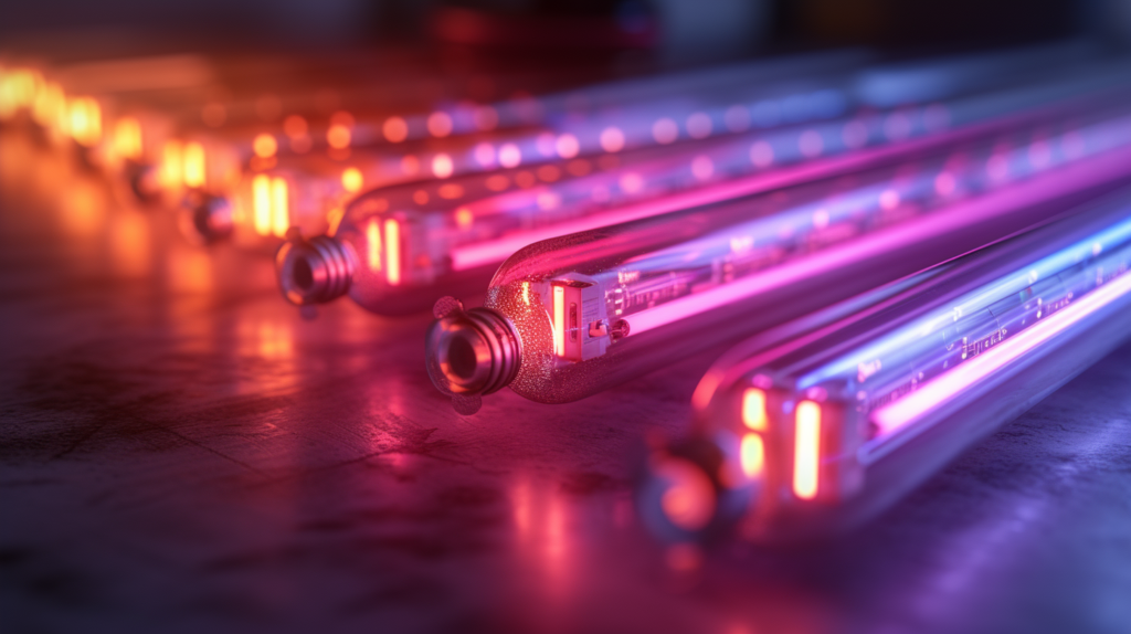 Array of fluorescent tubes with varying lumens